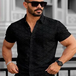 seventeenstitch Men Comfort Fit Textured Spread Collar Casual Shirt-image-9