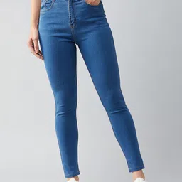 DOLCE CRUDO Women Skinny Fit High-Rise Light Fade Stretchable Jeans-picture-34