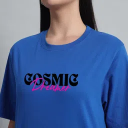 N1F FASHION Women Typography Printed Round Neck Cotton Oversized T-shirt image 4