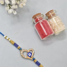 MEIRA JEWELLERY Set Of 2 Artificial Stones Studded & Beaded Evil Eye Rakhis image 4