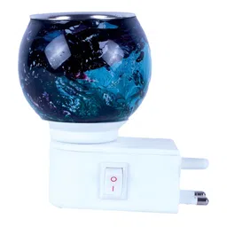 Gojeeva Black & Blue Glass Camphor Diffuser With Switch And Lamp image 4