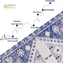 Budhrajrugs Blue & White Geometric Pure Cotton Rectangular Dhurrie image 3