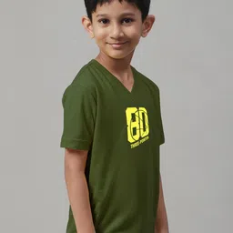 Friskers Boys Typography Printed V-Neck Pure Cotton T-Shirt image 3