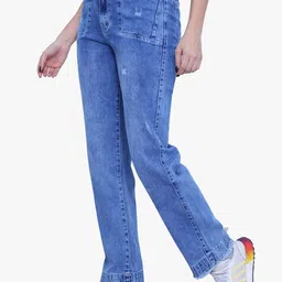 FCK-3 Women Cassidy Wide Leg High-Rise Low Distress Heavy Fade Stretchable Jeans image 2