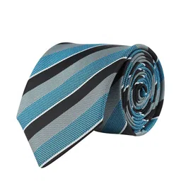 kavove KOVOVE Men Teal & Black The Magma Striped Broad Tie image 5