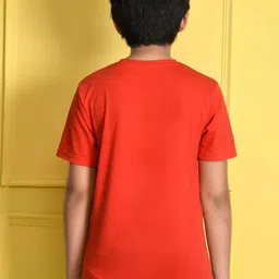NUSYL Boys Red Typography Printed Cotton T-shirt image 3