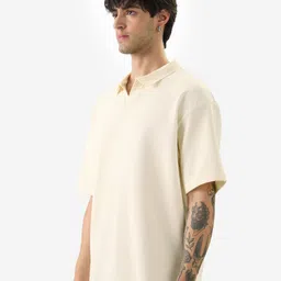 The Souled Store Men Polo Collar Solid Oversized T-shirt image 3