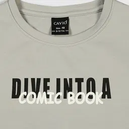 CAVIO Boys Typography Printed Round Neck Cotton T-shirt image 3