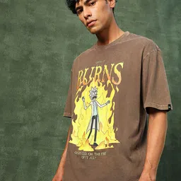 Bewakoof Graphic Printed Pure Cotton Oversized T-shirt image 5