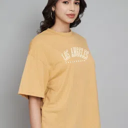 trend level Trend LevelTypography Printed Oversized Cotton T-shirt image 3