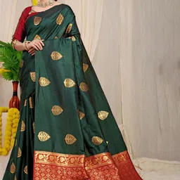 Royal Rajgharana Saree Ethnic Motifs Woven Design Zari Pure Silk Banarasi Sarees-picture-33