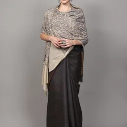 Exotic India Wool from Amritsar with All-Over Thread Embroidered Giant Paisleys & Flowers image 4