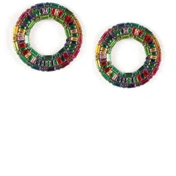 StyleCast Silver-Plated Rhinestone Studded Oval Studs image 3