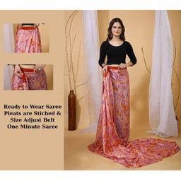 HERE&NOW Abstract Printed Art Silk Ready To Wear Saree image 3
