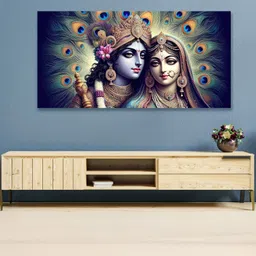 nestroots Navy Blue & Green Majestic Horses Galloping Through Meadow Canvas Wall Painting-image-10