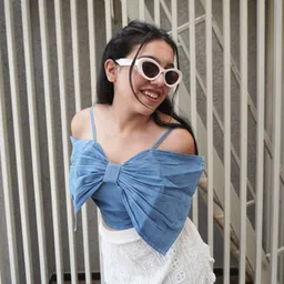 Sugercandy Women Solid Denim Cami Crop Top image 3