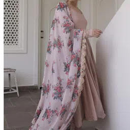 LIVIX Women Floral Regular Kurta with Trousers & With Dupatta image 4