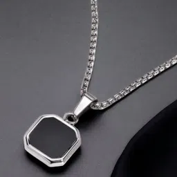 Omaya Jewels Mens Silver-Tone Square Pendants With Chains-picture-40