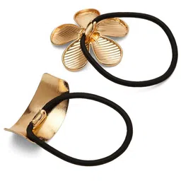 Stoln Women Set of 2 Flower shaped Rubber Band Ponytail Holders image 2