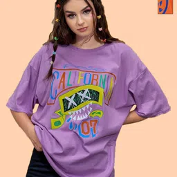 Metronaut Women Pack of 2 Graphic Printed Round Neck Cotton Oversized T-shirts-image-20