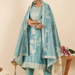Indo Era Women Regular Kurta with Trousers & With Dupatta-image-32