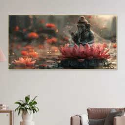 nestroots Pink & Black 1 Piece Canvas Religious Wall Paintings-image-49