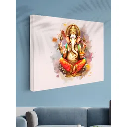 Myntra Elegant Homes Orange & Gold-Toned 1 Piece Canvas Religious Wall Paintings image 4