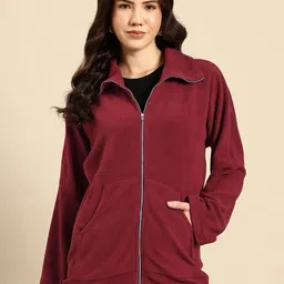 Qurvii Mock Collar Fleece Longline Tailored Jacket-image-21