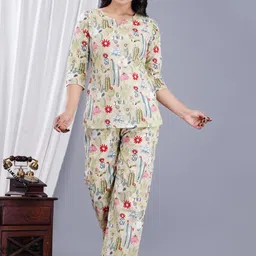 Dhruvi Art jewellery store Floral Printed Round Neck Pure Cotton Kurti With Pyjamas-picture-40