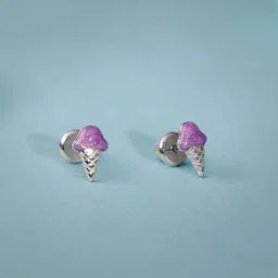 GIVA Girls 925 Silver Rhodium-Plated Ice cream Studs-picture-30