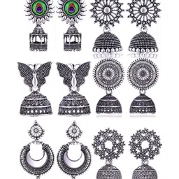 DIVASTRI Peacock Shaped Jhumkas Earrings-picture-33