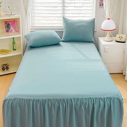 JC HOME Blue Solid 140 TC Queen Bedsheet - 1.5 m x 2 m-picture-44