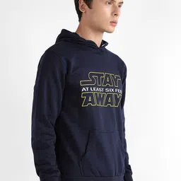 Campus Sutra Typography Printed Hooded Cotton Pullover Sweatshirt image 3