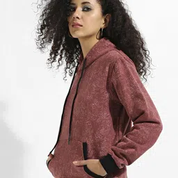 Campus Sutra Abstract Printed Hooded Cotton Pullover Sweatshirt image 4