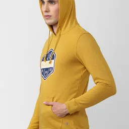 Van Heusen ACADEMY Men Yellow Printed Hooded Sweatshirt image 3