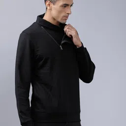 HIGHLANDER Men Black Solid Sweatshirt image 3