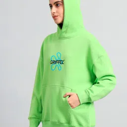 GRIFFEL Typography Printed Hooded Fleece Pullover Sweatshirt image 4