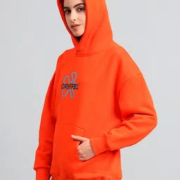 GRIFFEL Typography Printed Hooded Fleece Oversized Pullover image 3