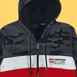 V-Mart Boys Camouflage Printed Cotton Fleece Front-Open Sweatshirt image 3