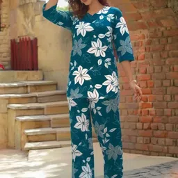 Moda Rapido Floral Printed Pure Cotton Tunic With Palazzos-picture-16