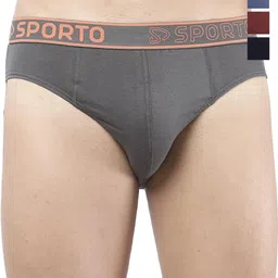 Sporto by Macho Men Pack Of 4 Mid-Rise Cotton Basic Briefs-Sporto_M1010-CH1-Dnm1-M1-N1-S-image-59