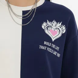 glitchez Colorblocked & Conversational Printed Round Neck Pullover image 4