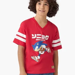 Juniors by Babyshop Boys Graphic Printed Sonic The Hedgehog V-Neck Cotton T-shirt-picture-27