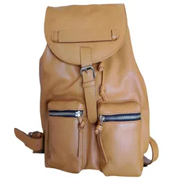 PERKED Unisex Solid Leather Backpack image 1