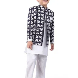 earth conscious Mandarin Collar Printed Sherwani Set image 4