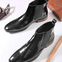 House of Pataudi Men Round Toe Slip On Chelsea Boots-picture-33