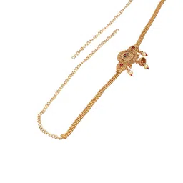 Saraf RS Jewellery Gold Plated Cubic Zirconia Studded & Beaded Waist Chain image 2