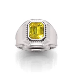 RRVGEM 12.25 KT Silver Plated Yellow Sapphire Adjustable Ring-image-14