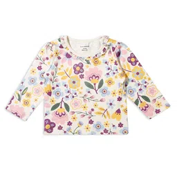 My Milestones Girls Floral Printed Round Neck Pure Cotton T-shirt-picture-5