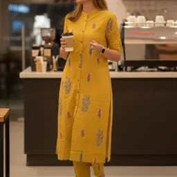 Aaghnya Women Floral Printed Regular Kurta with Trousers image 4